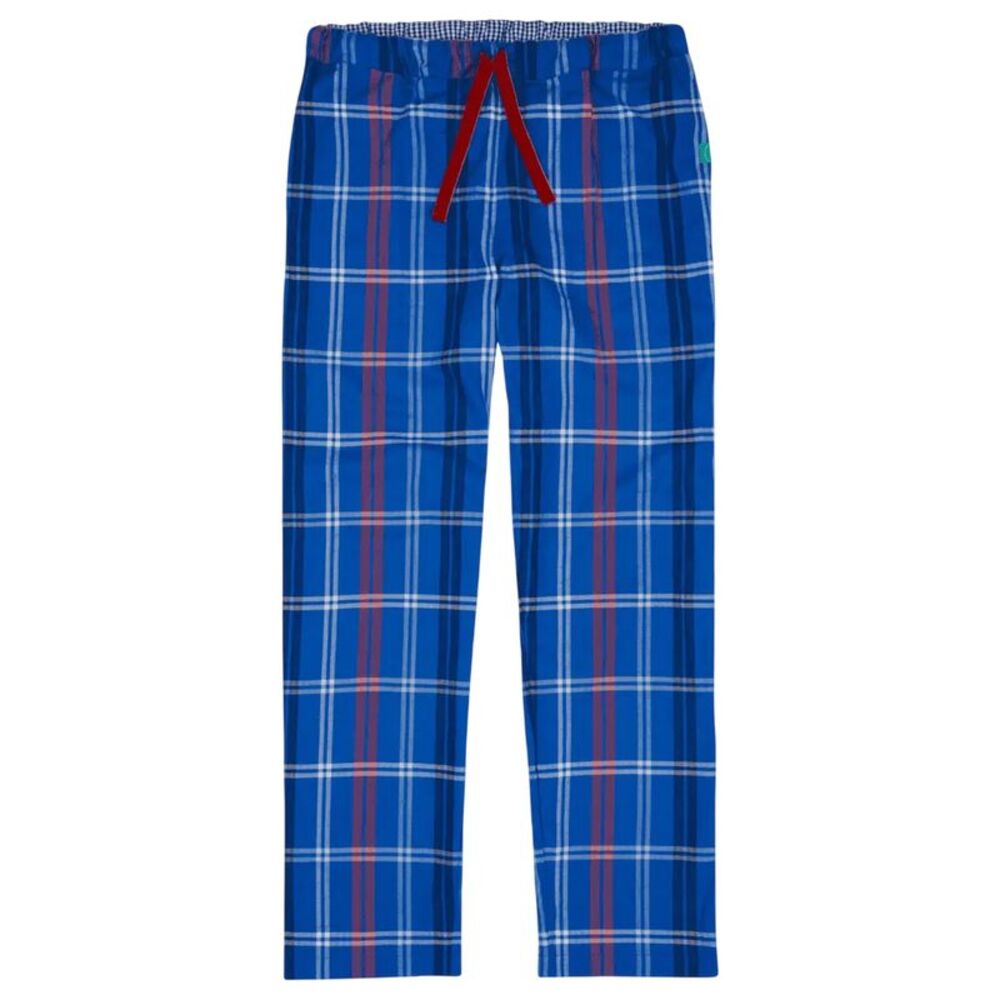 Loungers Mens Natural Cotton Checked Lounge Pants / Blue